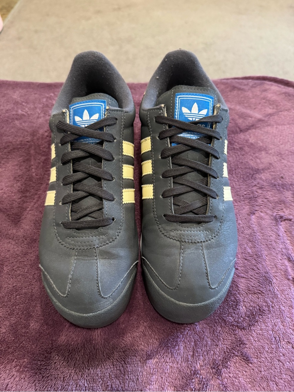 Adidas Black Sneakers with Cream Stripes